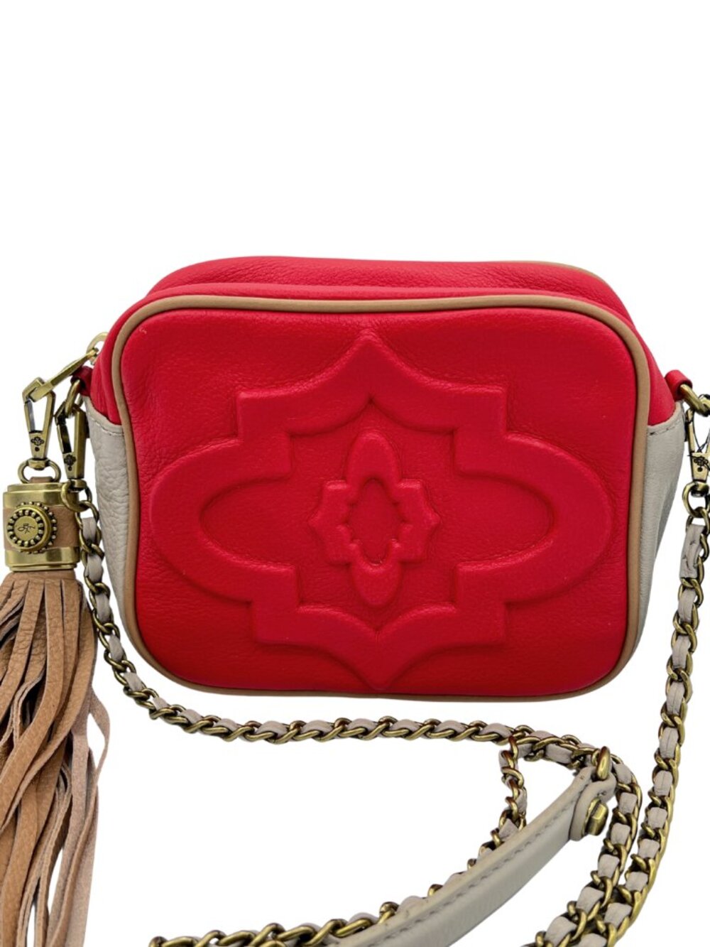 NWT orYANY Taylor Red Cream Leather Crossbody Bag